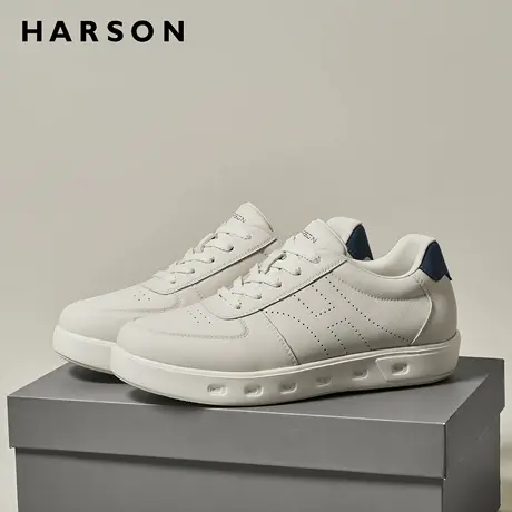 哈森男鞋秋冬新款时尚厚底小白鞋真皮软底男士皮鞋通勤运动休闲鞋商品大图