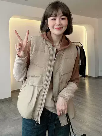 韩版羽绒马甲女2023秋冬新款爆款时尚加厚洋气棒球服领马夹外套潮商品大图