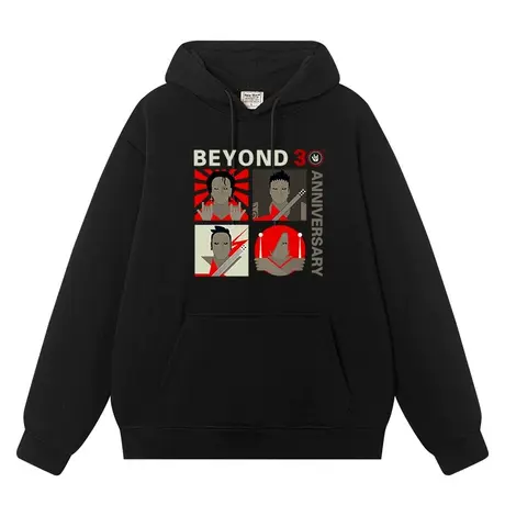 秀洛beyond乐队摇滚打底衫秋冬新款连帽男女复古美式卫衣外衣外套商品大图