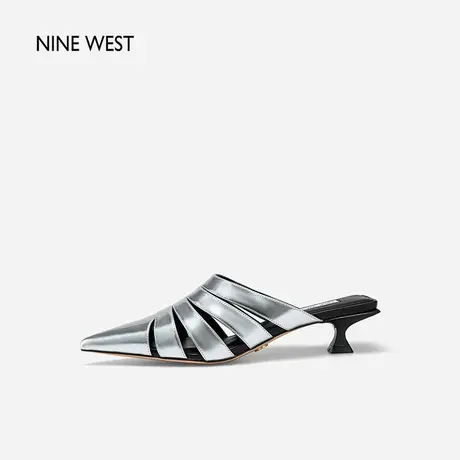 Nine West/玖熙包头凉鞋猫跟夏季新款未来主义时尚条带包头拖鞋商品大图