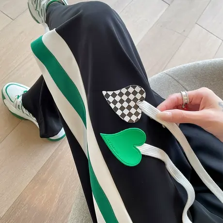 冰丝运动裤女夏薄款2024新款高腰垂感休闲大码直筒裤小个子阔腿裤商品大图