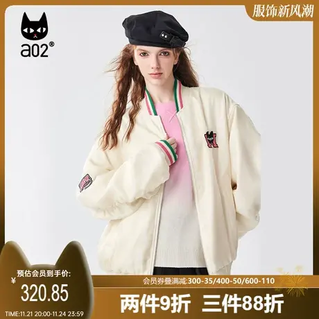 a02青春感宽松落肩梭织棒球服女士外套2025秋季新款夹克立领上衣商品大图