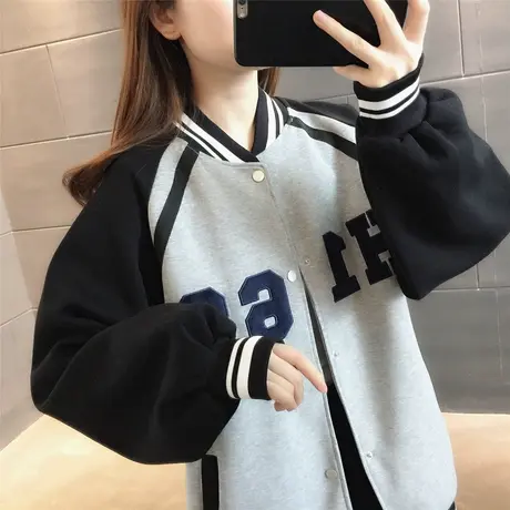 韩版棒球服女2023新款秋季设计感ins百搭卫衣宽松夹克外套春秋潮图片