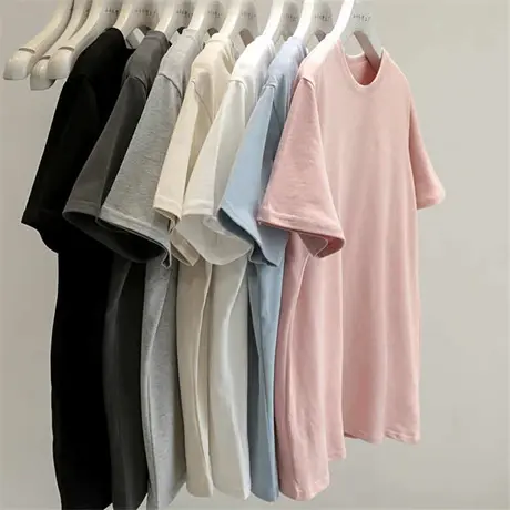 正肩版型~2023春夏新款百搭休闲纯色圆领T恤短袖韩版打底上衣商品大图