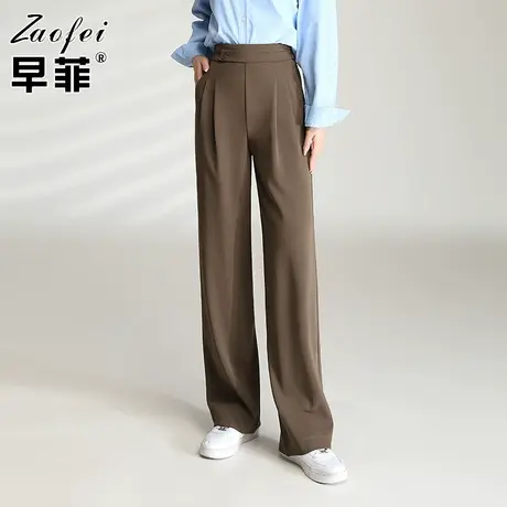 黑色高腰显瘦阔腿裤女2022秋季新款垂感拖地裤直筒长裤休闲西装裤商品大图