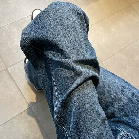 阔腿牛仔裤女春秋季2024年新款高腰宽松显瘦ins做旧窄版直筒裤潮商品大图