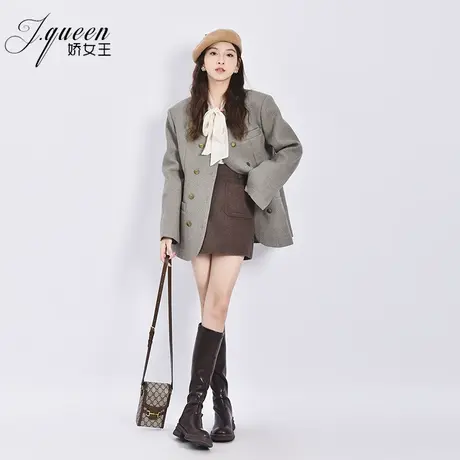 毛呢西装外套女秋冬季新款气质复古时尚高级感宽松廓形呢子西服商品大图
