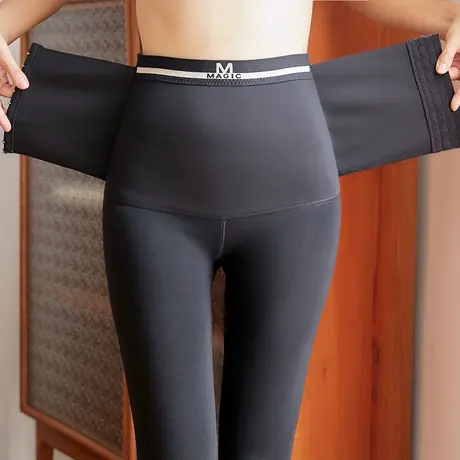 排扣调节收腹女打底裤踩脚加绒加厚秋冬提臀高腰收肚子大码一体裤图片