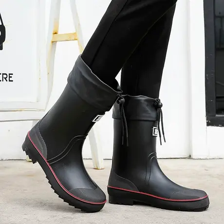 胶鞋男款防水防滑新款水鞋中筒时尚钓鱼雨鞋雨天轻便工作雨靴透气商品大图