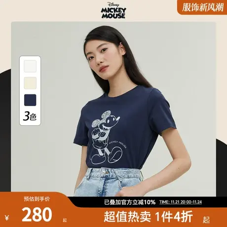 【迪士尼米奇系列】【商场同款】PRICH2023夏新款棉圆领T恤短袖女商品大图