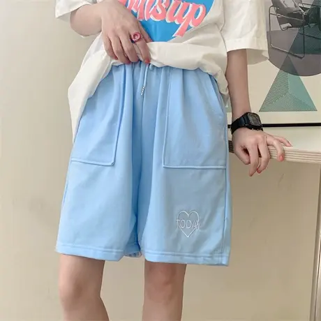 运动短裤女夏季薄款宽松小个子高腰直筒显瘦休闲阔腿五分裤潮ins图片