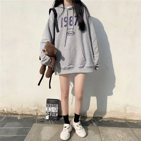 加绒加厚卫衣少女春秋冬装2024新款初中高中学生韩版宽松百搭外套图片