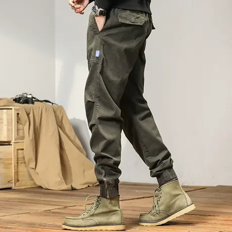 男2022新款裤子宽松束脚工装裤冬季多口袋哈伦裤男束脚休闲裤男裤图片