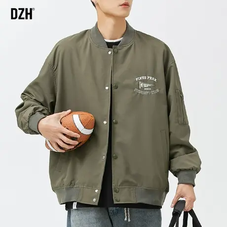 男士美式棒球服男款军绿色外套男春秋潮牌男装2023新款飞行员夹克商品大图