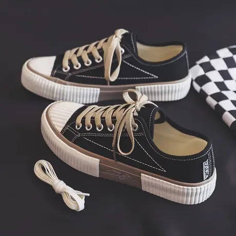 2023年秋季新款帆布鞋女鞋秋款饼干板鞋百搭复古爆款休闲平底布鞋商品大图