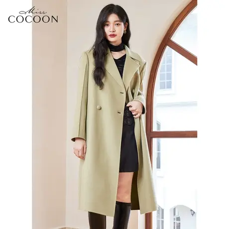 missCOCOON羊毛双面呢大衣外套女2022新款冬季中长款过膝毛呢外套商品大图