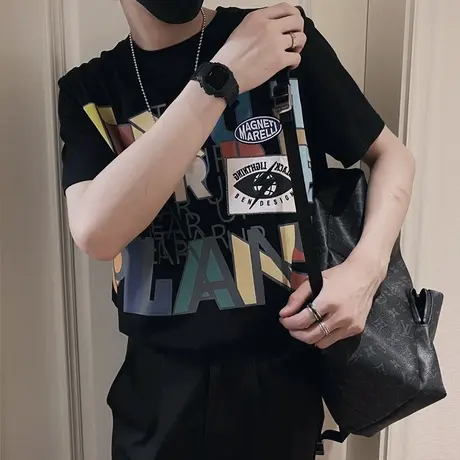 日系潮男t恤夏季潮流百搭青少年短袖ins潮牌衣服时尚学生半袖体恤商品大图