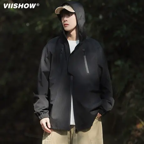 VIISHOW美式冲锋外套男春秋季潮流连帽机能外套潮牌户外工装夹克商品大图