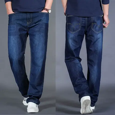 牛仔裤男夏季薄款男士休闲中年爸爸裤子直筒宽松牛仔长裤大码男裤图片