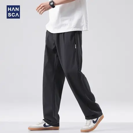 hansca春季宽松直筒休闲裤男2024新款日系简约纯色百搭休闲长裤子商品大图