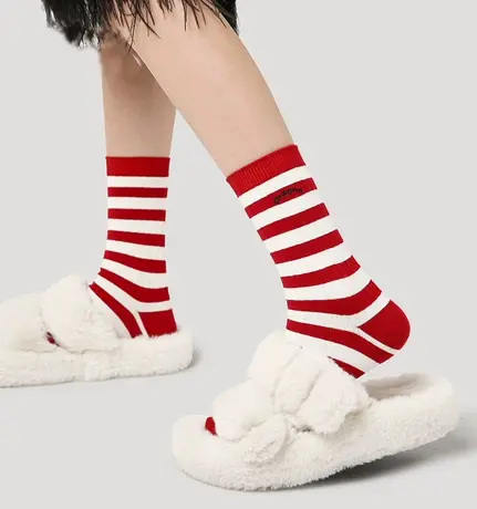 2023新年红色袜子龙年潮牌礼盒款冬季棉袜精梳中筒红袜子商品大图