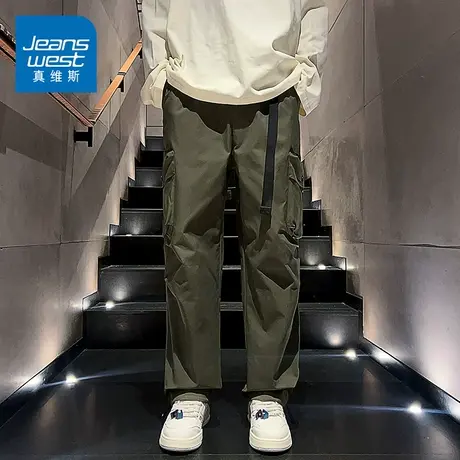 KZ真维斯冬季防风冲锋裤工装机能伞兵男裤子抽绳束脚男士休闲长裤商品大图