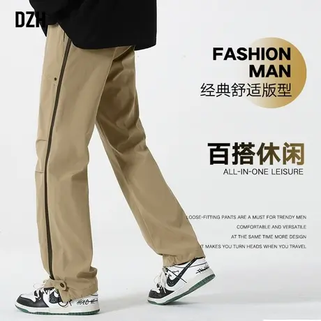男士裤子男春秋款冲锋裤2024新款抽绳束脚休闲裤男裤潮牌痞帅长裤商品大图