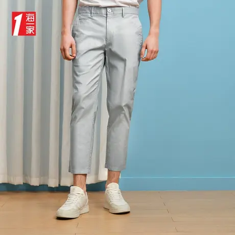 海一家青年休闲九分裤2024年夏季新款舒适简约中腰男士休闲裤商品大图