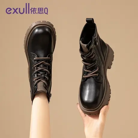 exull/依思Q英伦风马丁靴女款2023新款冬季超火短靴厚底靴子女靴图片