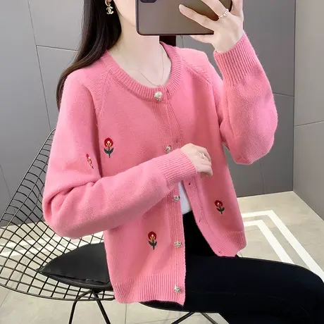 2023年新款春装设计感短款高级感毛衣女秋冬季穿搭小个子针织开衫商品大图