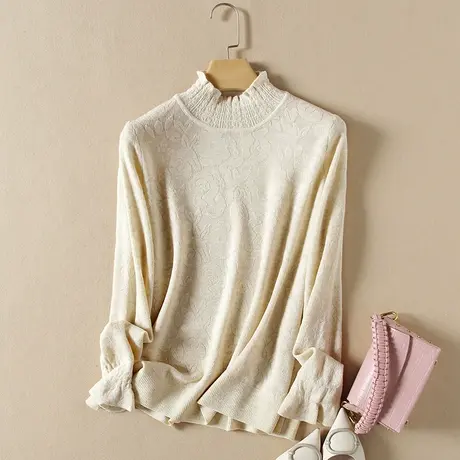 半高领毛衣女宽松套头打底衫秋装2023年新款内搭爆款洋气针织衫女商品大图