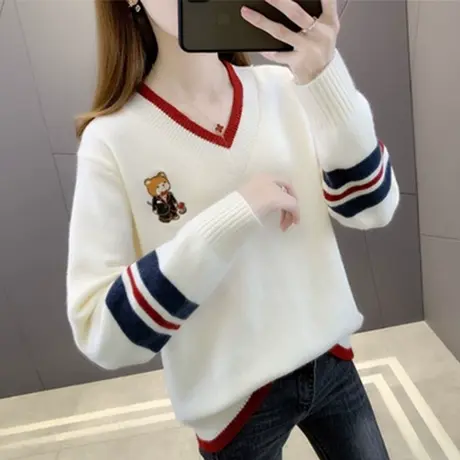 低领毛衣女外穿春款女装2022年新款爆时尚洋气春季V领打底衫上衣商品大图