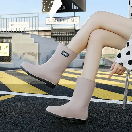 水鞋女防滑短筒通勤雨鞋防水防雨套鞋时尚款外穿雨靴洗车工作胶鞋商品大图