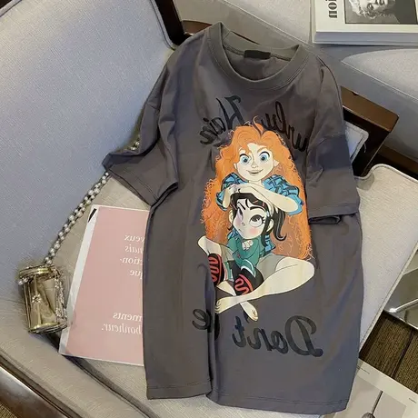 美式复古T恤女Vintage街头风短袖ins潮韩版宽松上衣胖妹妹显瘦夏商品大图