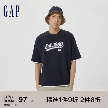 Gap男装夏季2023新款LOGO廓形亲肤T恤运动短袖602950亲子装图片