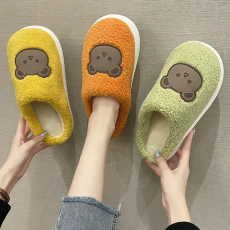 踩屎感棉拖鞋女秋冬季家居家用厚底室内情侣可爱保暖毛绒棉拖男冬商品大图