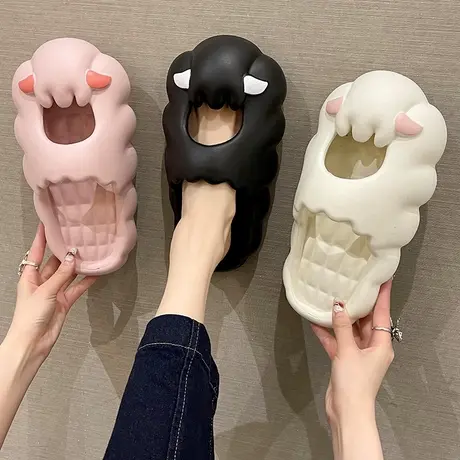 洞洞鞋女夏季可爱小羊踩屎感eva厚底室内居家防滑外穿包头凉拖鞋商品大图