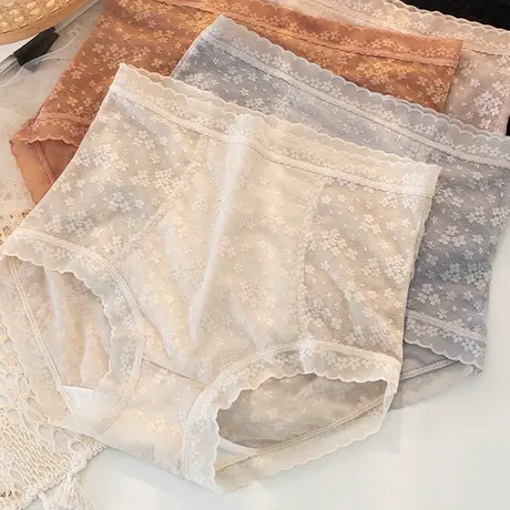 法式蕾丝性感内裤女生高腰大码收腹提臀打底短裤内搭碎花夏季薄款图片
