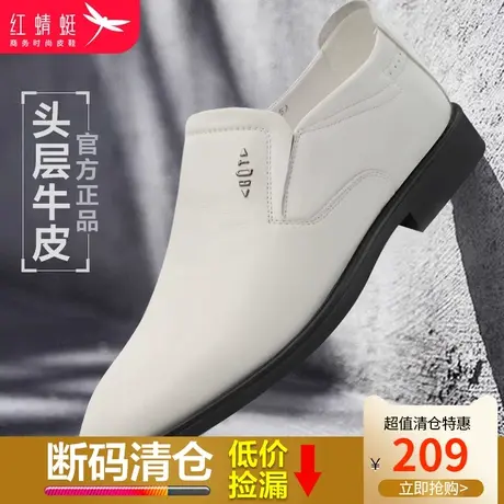 红蜻蜓男鞋2024春季新款男士真皮商务休闲皮鞋套脚舒适办公室鞋男商品大图
