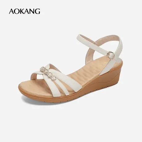 【门店发货】奥康女鞋 夏季新款女士时装凉鞋黑色坡跟厚底日常图片