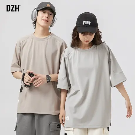 情侣简约t恤短袖男款夏季潮流纯色百搭宽松半袖打底上衣体恤男士商品大图