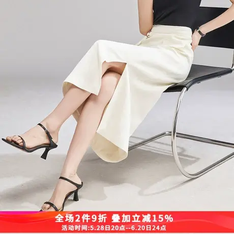 娅丽达新中式肌理感国风半身裙女夏季2025新款设计感白色直筒裙子图片