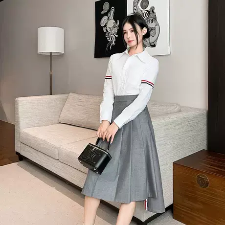 JK制服套装少女春秋2024新款减龄学院风王心凌同款百褶连衣裙子图片