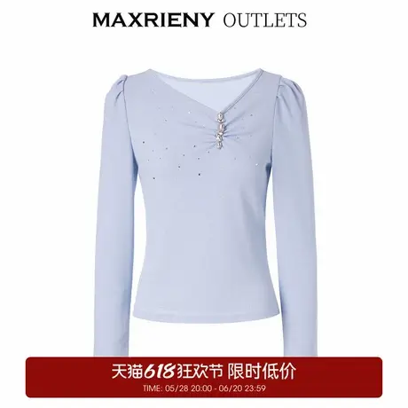 【奥莱】MAXRIENY经典浪漫复古感针织毛衫弹力打底上衣女修身商品大图
