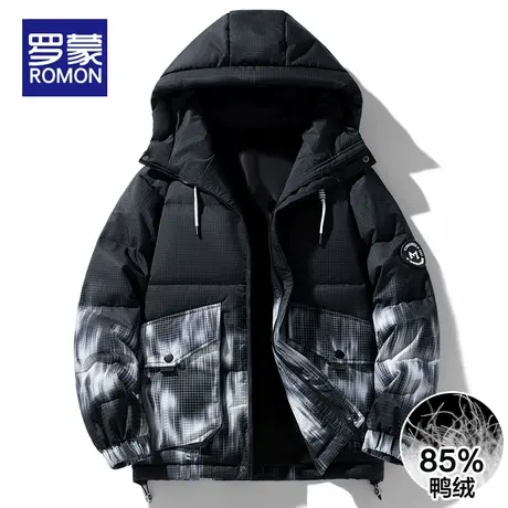 罗蒙男士羽绒服冬季2025新款潮牌时尚百搭连帽加厚保暖外套男冬装商品大图