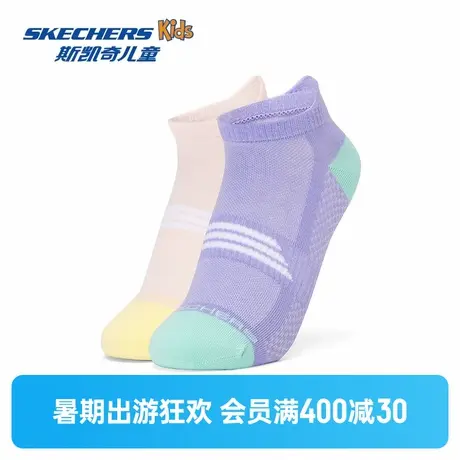 Skechers斯凯奇儿童袜子夏季薄款舒适透气女童袜子时尚多彩浅口袜图片