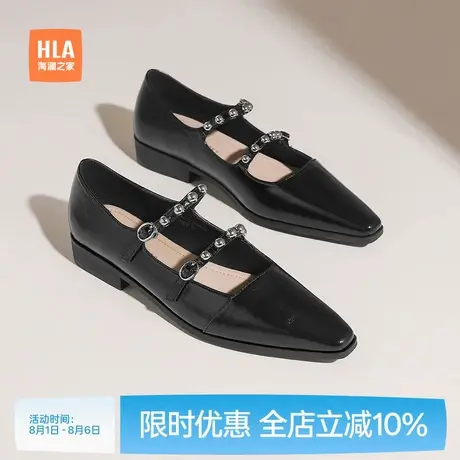 HLA/海澜之家2025春季新款气质尖头低跟粗跟一字扣女鞋单鞋女凉鞋商品大图