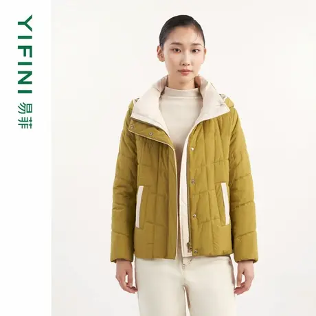 [商场同款]Yifini/易菲加厚保暖连帽宽松棉服外套女百搭上衣冬新商品大图