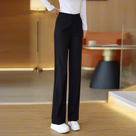 时尚天丝棉羊毛休闲裤女春秋柔软垂顺软糯亲肤阔腿裤显瘦宽松裤子商品大图