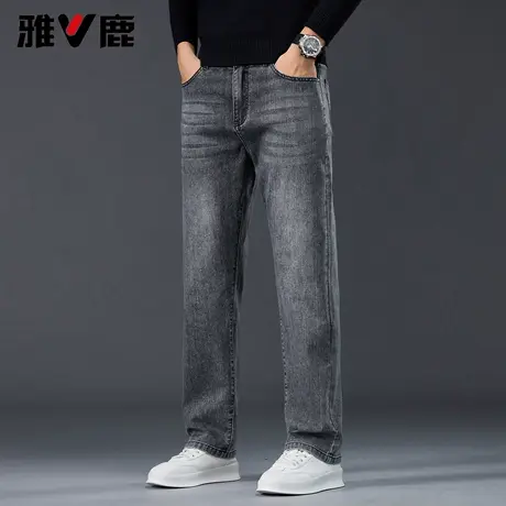 雅鹿直筒百搭牛仔裤2026春夏新款亲肤水洗磨白时尚阔腿休闲长裤男商品大图